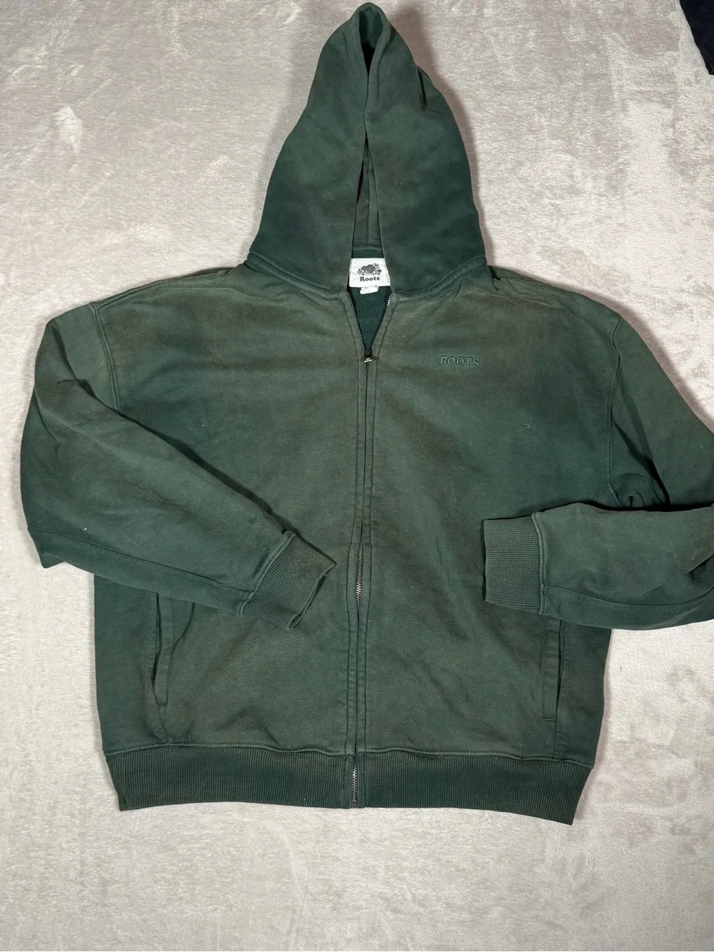 Roots Men's Forest Green Full-Zip Hoodie Sweater